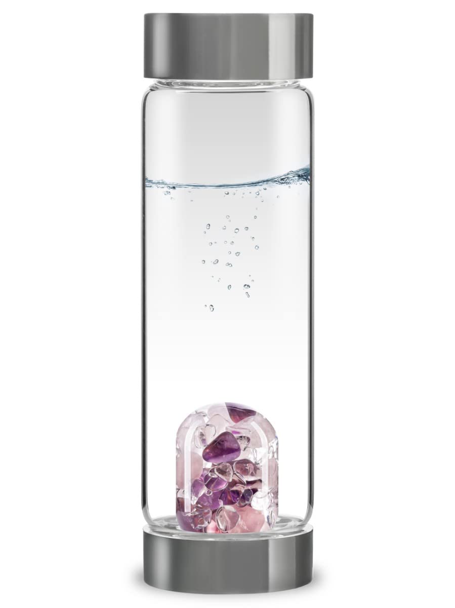 VitaJuwel ViA LOVE - Crystal Water Bottle with Rose Quartz and Garnet