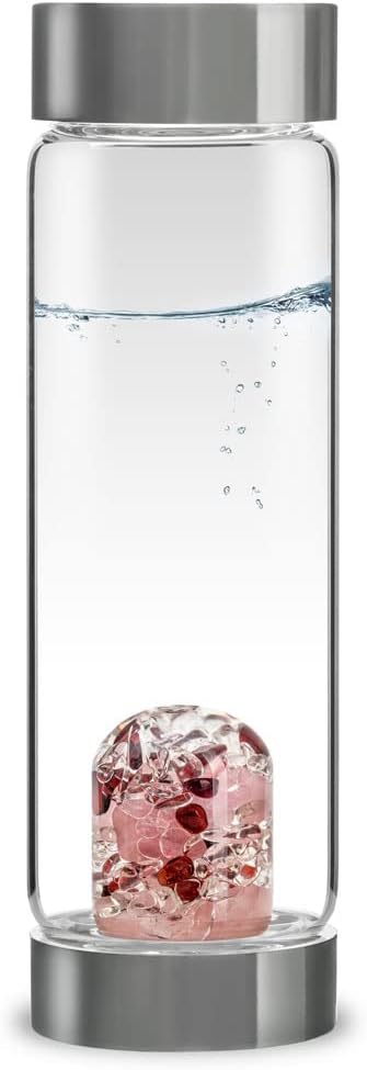 VitaJuwel ViA LOVE - Crystal Water Bottle with Rose Quartz and Garnet
