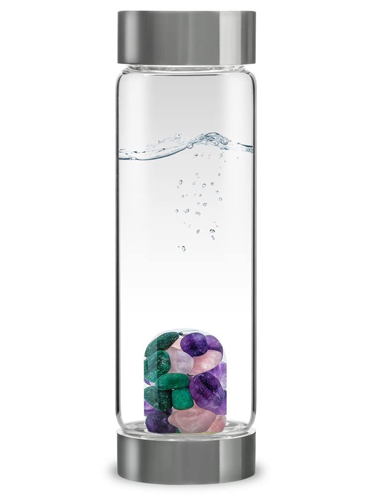VitaJuwel ViA LOVE - Crystal Water Bottle with Rose Quartz and Garnet
