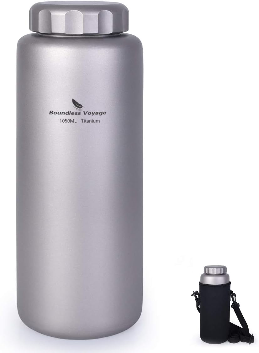 Boundless Voyage Titanium Sport Water Bottle 35.5 fl oz 1050ml | Ultralight, Leakproof, for Outdoor Camping Hiking