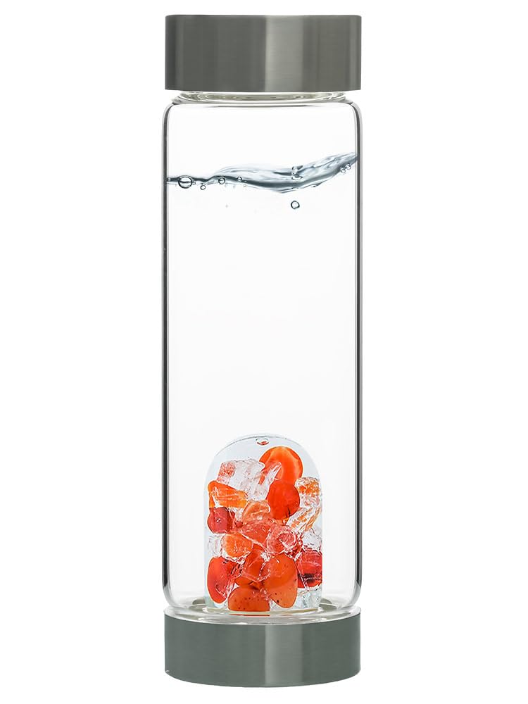 VitaJuwel ViA LOVE - Crystal Water Bottle with Rose Quartz and Garnet