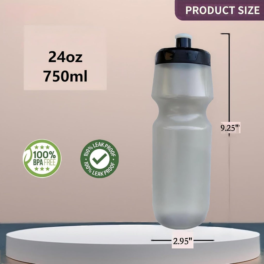 Squeeze Sports Water Bottle, 24oz Leak-Proof BPA-Free Cycling Water Bottles, Suitable for Cycling Gym Hiking Outdoor Sports.(Clear Grey)