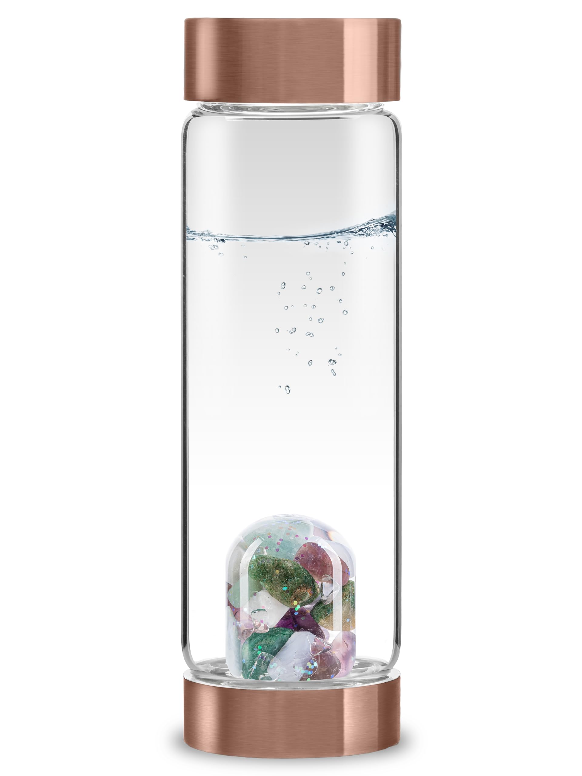VitaJuwel ViA LOVE - Crystal Water Bottle with Rose Quartz and Garnet