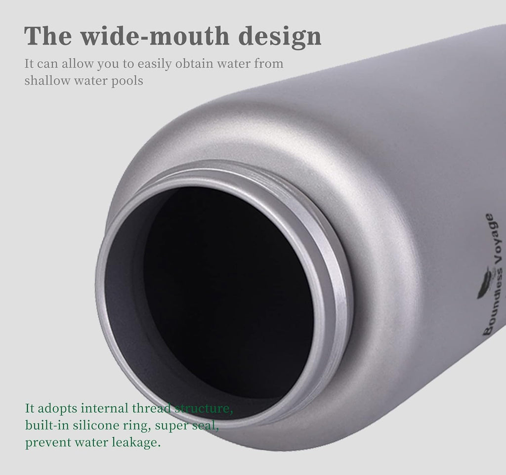 Boundless Voyage Titanium Sport Water Bottle 35.5 fl oz 1050ml | Ultralight, Leakproof, for Outdoor Camping Hiking