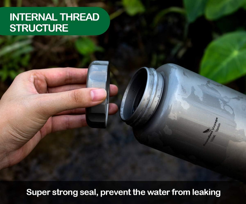 Boundless Voyage Titanium Sport Water Bottle 35.5 fl oz 1050ml | Ultralight, Leakproof, for Outdoor Camping Hiking