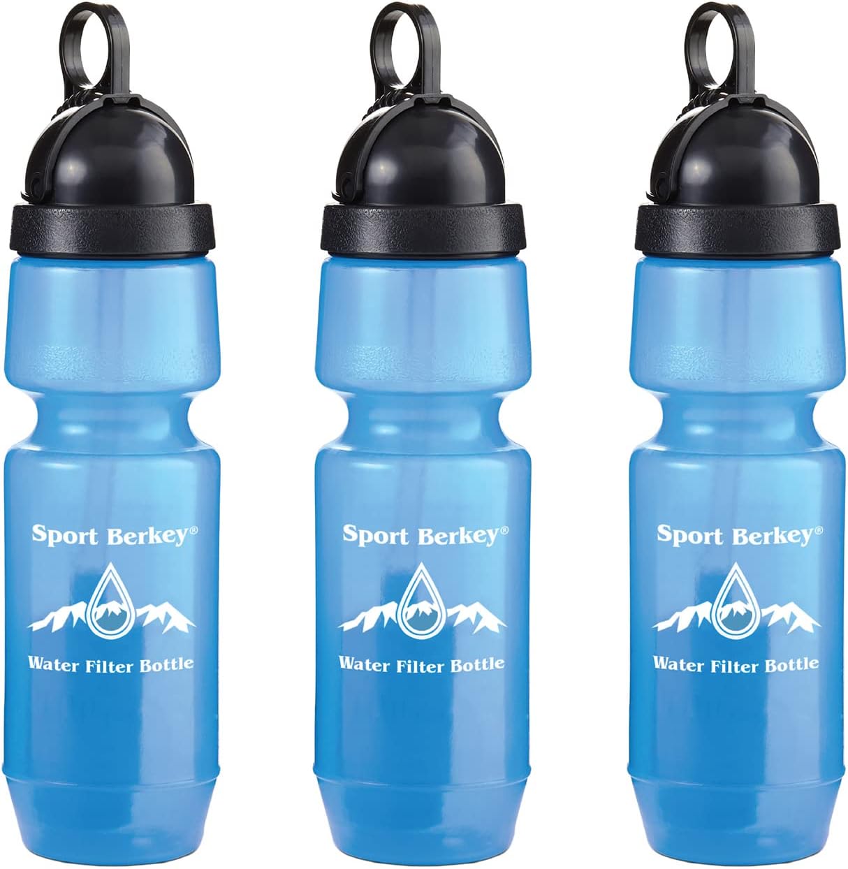 Berkey 3-Pack of Sport Water Filter Bottles Ideal for Off-Grid, Emergencies, Hiking, Camping, Traveling and Everyday Use at Home, Work or School