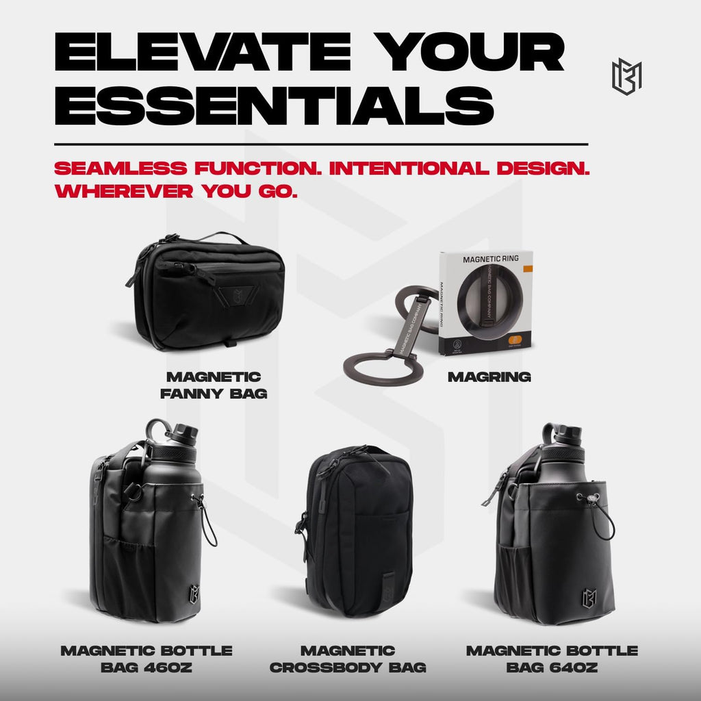 Magnetic Gym Bag for Men and Women – Sling Bottle with Magnetic Attachment | Water Bottle Holder, Gym Pouch, Crossbody Bag for Travel, Sports, Work, Fitness