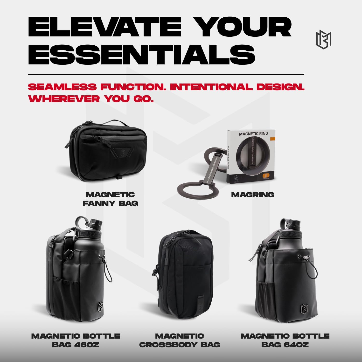 Magnetic Gym Bag for Men and Women – Sling Bottle with Magnetic Attachment | Water Bottle Holder, Gym Pouch, Crossbody Bag for Travel, Sports, Work, Fitness