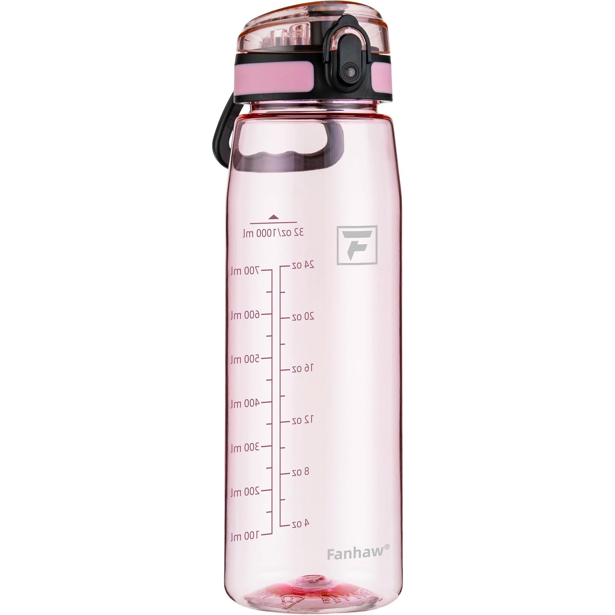 Fanhaw 32 oz Tritan Water Bottle with Chug Lid - Clear, BPA-Free, Lightweight, Wide Mouth, Leak-Proof, Perfect for Gym, Travel, School, Office, and Sports (Clear & Black)