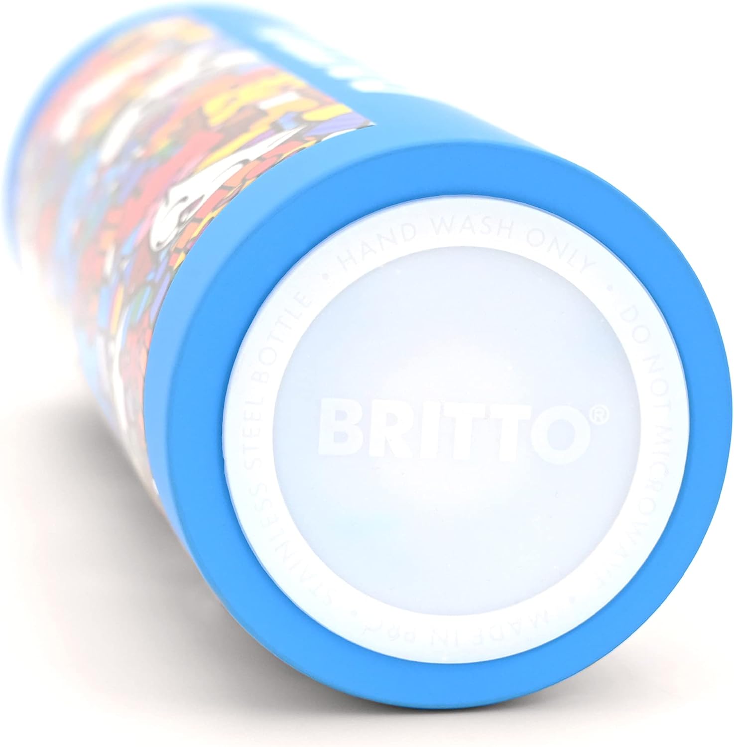 BRITTO Insulated Water Bottle - 25oz Leak Proof Stainless Steel Flask, Thermal Sports Cup, Food Grade Quality, BPA-Free, Vacuum Insulation for 24-Hour Cold & 12-Hour Hot - Best Friends Blue