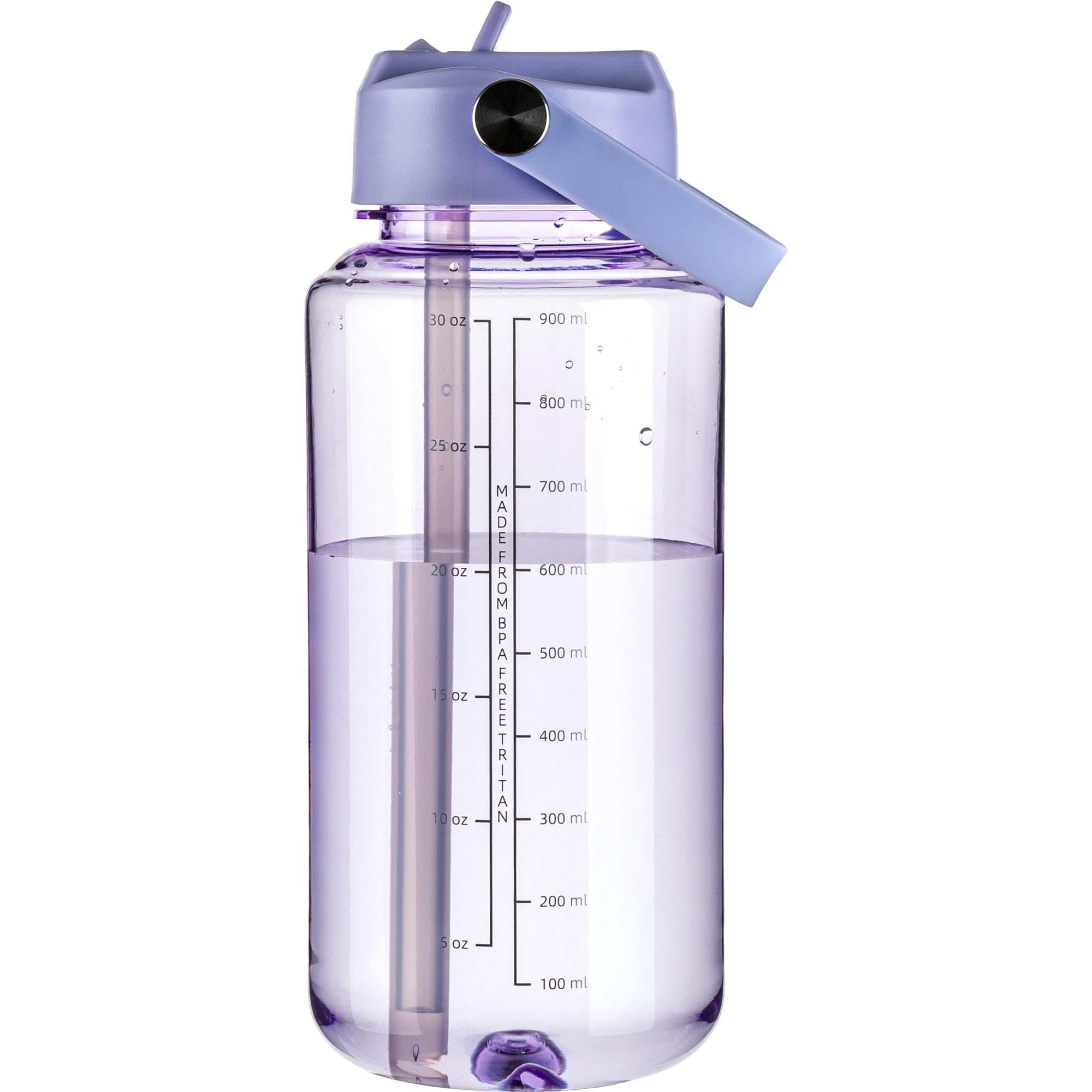 OLDLEY 32 oz Clear Water Bottle with Straw,Tritan BPA-Free, Wide Mouth, Leak Proof - for Gym, Travel, Home, School, Office (Army Green)