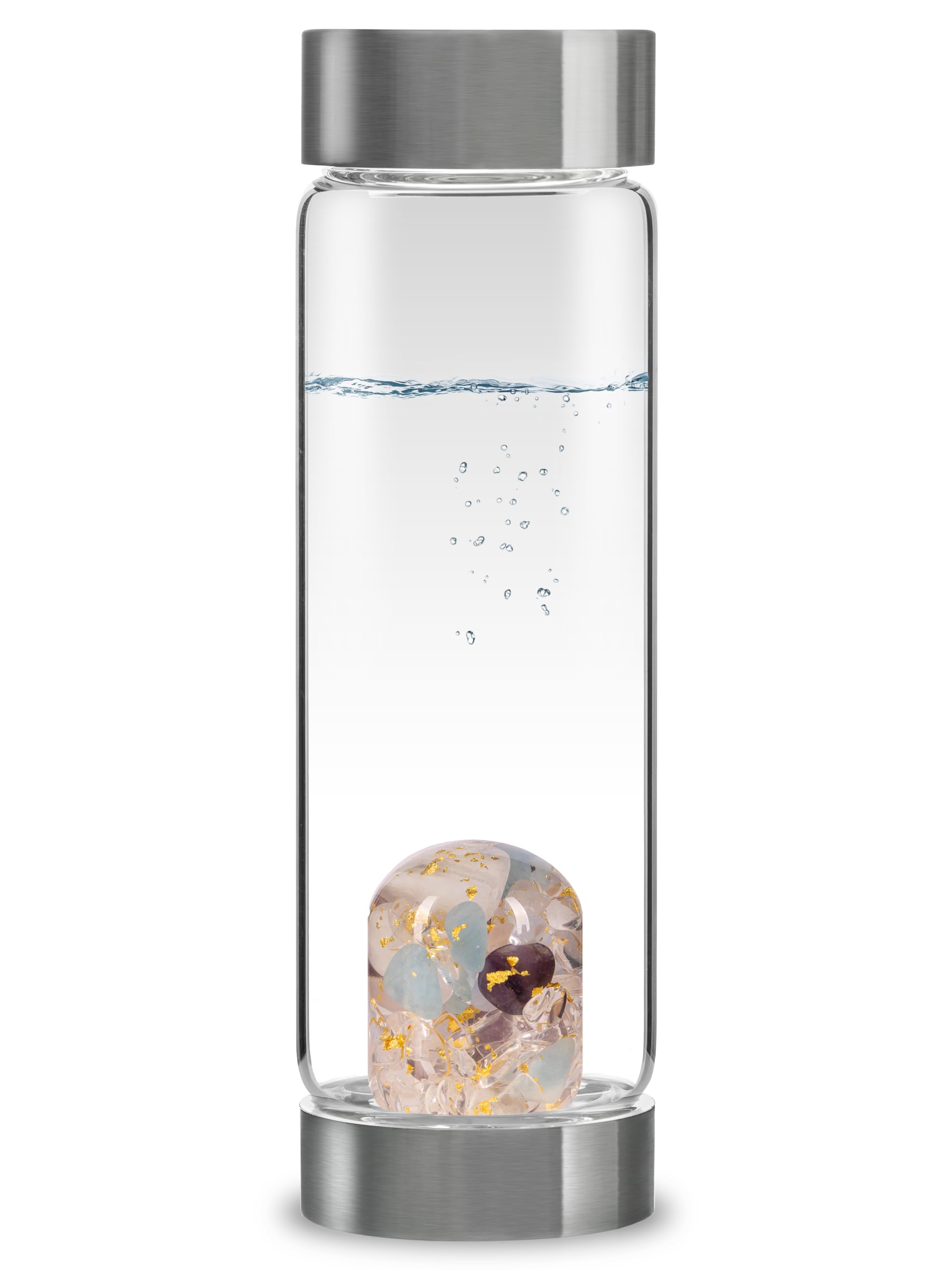 VitaJuwel ViA LOVE - Crystal Water Bottle with Rose Quartz and Garnet