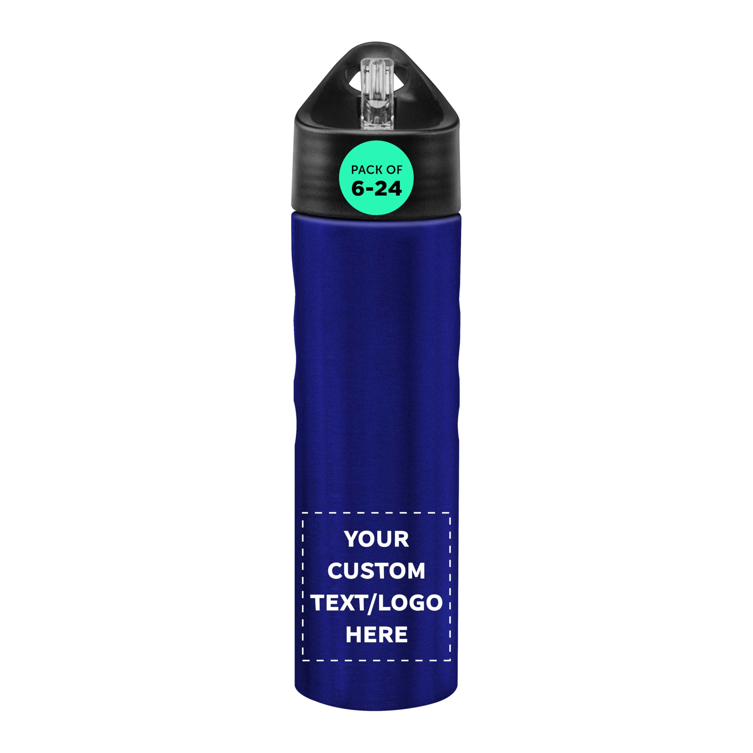 DISCOUNT PROMOS Custom Slim Stainless Steel Water Bottles 25 oz, 24 pack, Personalized Text, Logo, Reusable Gym Sports Bulk Pack, Silver