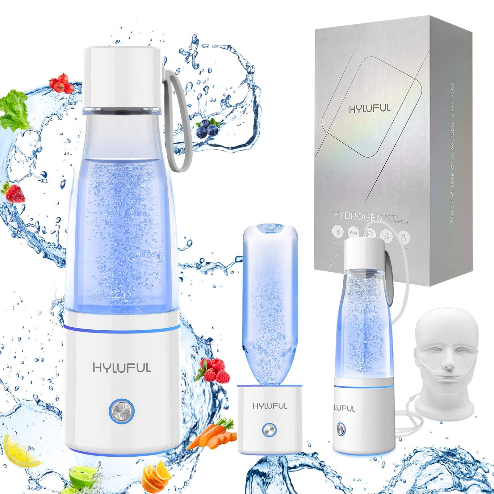 5000PPB Hydrogen Water Bottle, 3 in 1 Hydrogen Water Bottle Generator with SPE/PEM Electrolysis Technology Hydrogen Water Ionizer Machine for Home, Office/Pink