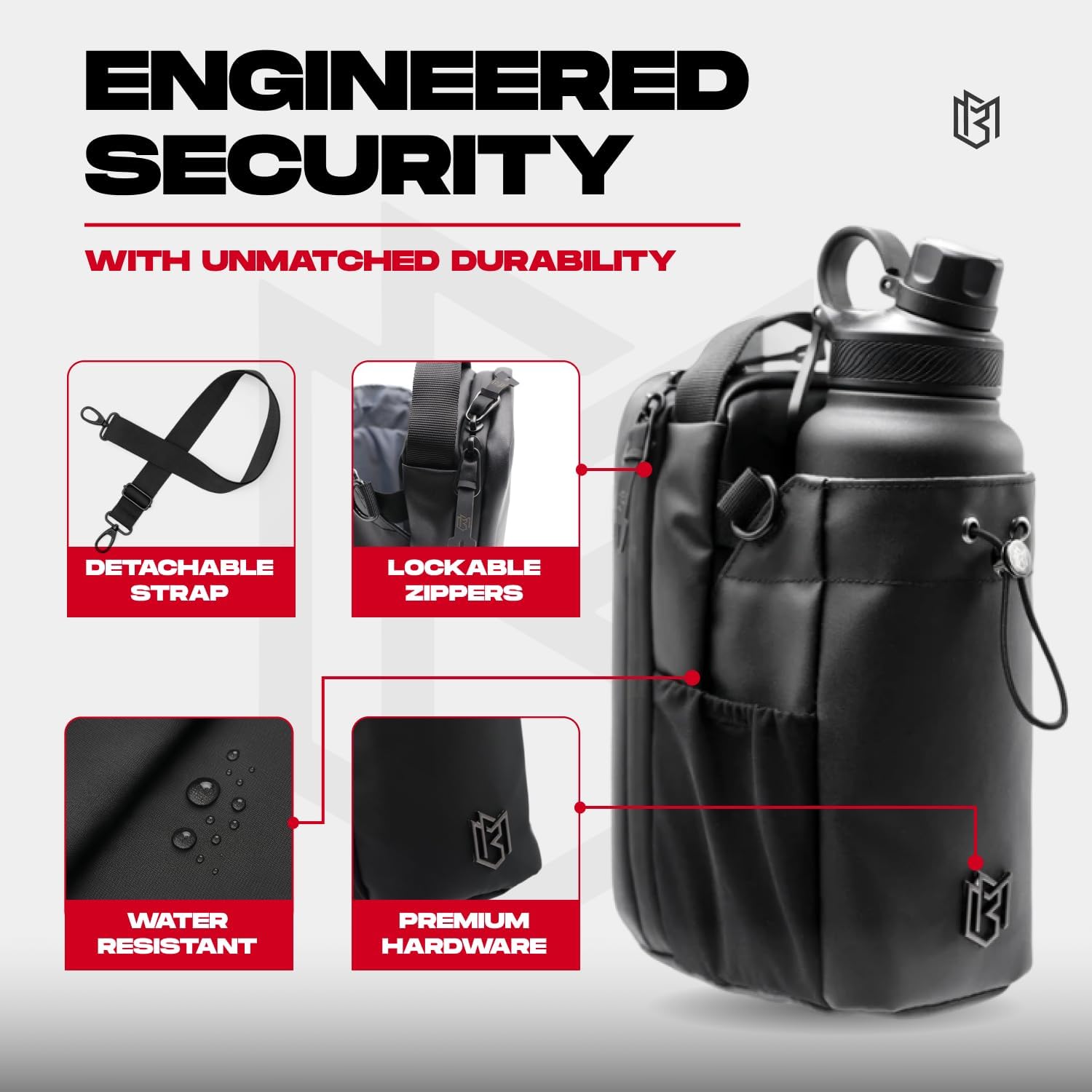 Magnetic Gym Bag for Men and Women – Sling Bottle with Magnetic Attachment | Water Bottle Holder, Gym Pouch, Crossbody Bag for Travel, Sports, Work, Fitness