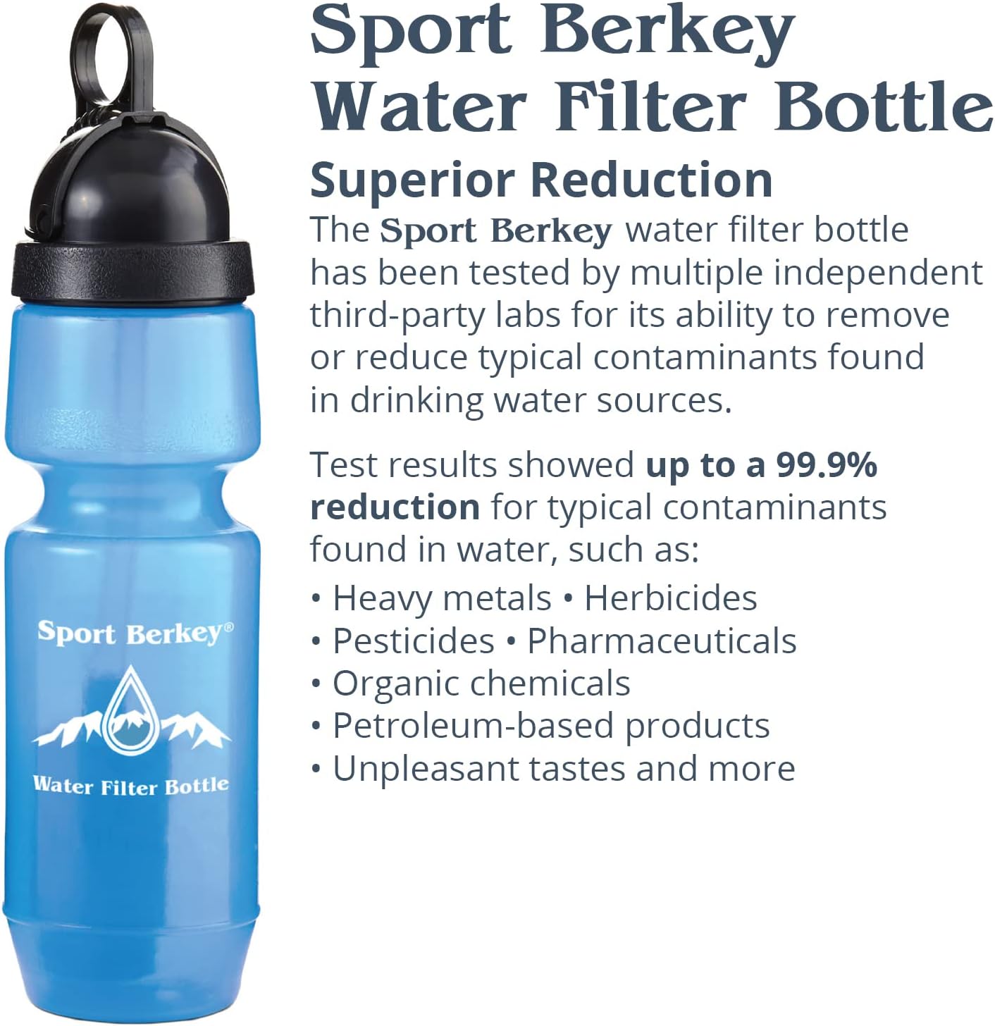 Berkey 3-Pack of Sport Water Filter Bottles Ideal for Off-Grid, Emergencies, Hiking, Camping, Traveling and Everyday Use at Home, Work or School