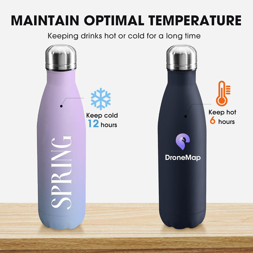 Personalized Custom Water Bottles Print in USA 17oz 10 Pcs Stainless Steel Double Wall Insulated Leakproof Cups With Colorful Text Logo for Sports Outdoors