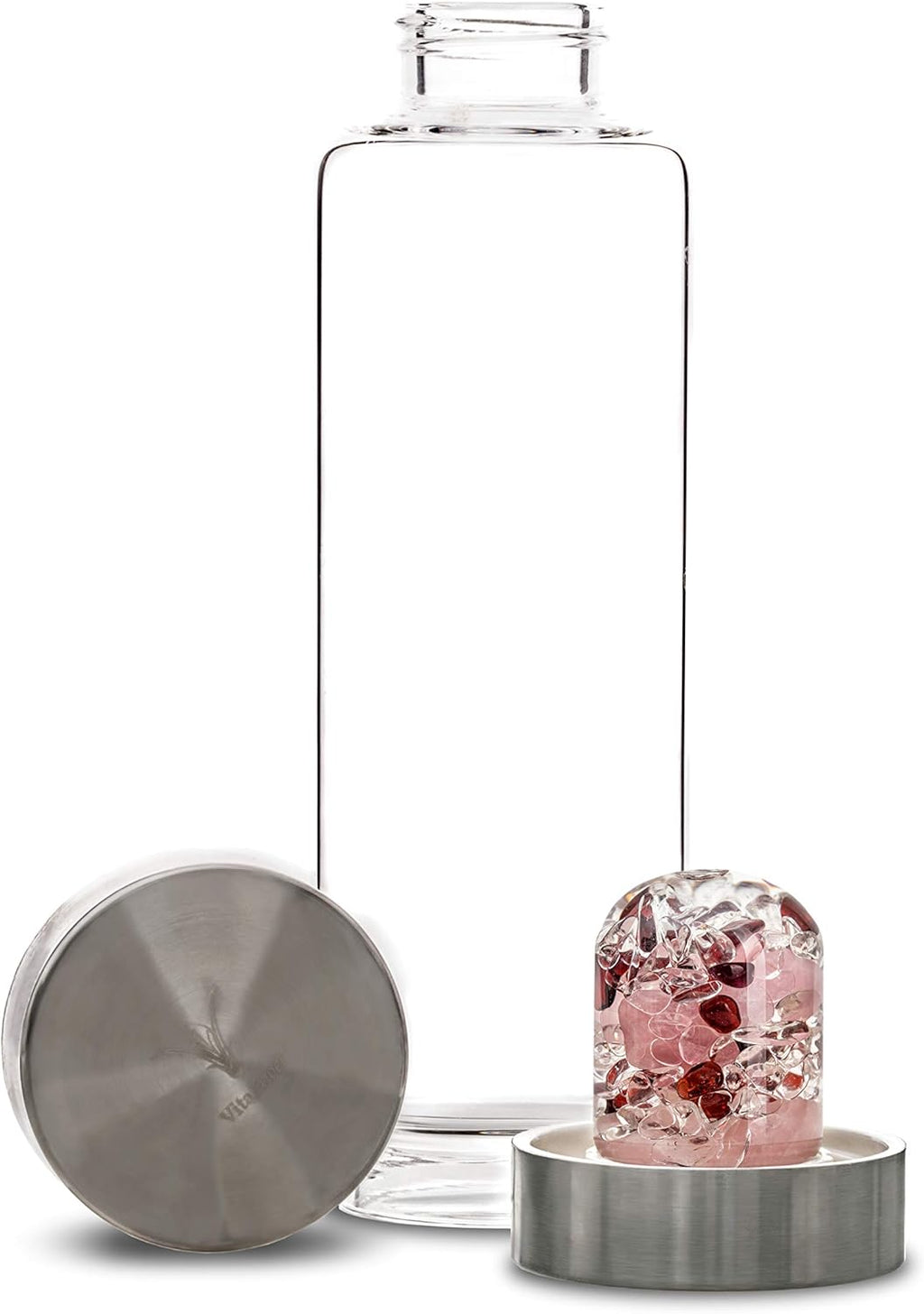 VitaJuwel ViA LOVE - Crystal Water Bottle with Rose Quartz and Garnet