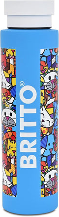 BRITTO Insulated Water Bottle - 25oz Leak Proof Stainless Steel Flask, Thermal Sports Cup, Food Grade Quality, BPA-Free, Vacuum Insulation for 24-Hour Cold & 12-Hour Hot - Best Friends Blue