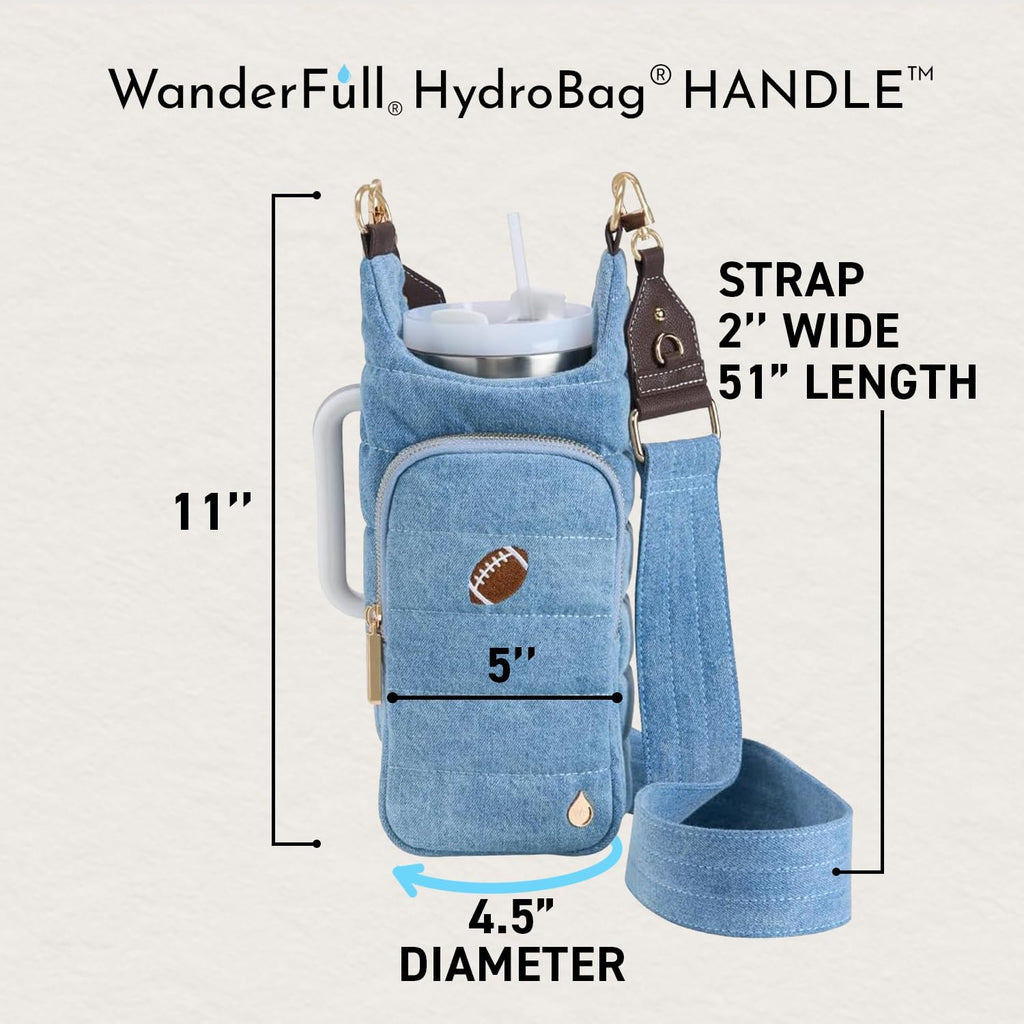 WanderFull® Original HydroBag® HANDLE™ Zipper Slot for Handle, Hands-Free Crossbody Water Bottle Holder & Tumbler Accessories