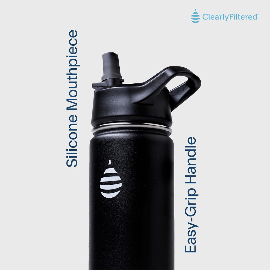 Clearly Filtered 20oz Water Bottle/Targets 220+ Contaminants/Double-Wall Insulated Stainless Steel Filtered Water Bottle BPA/BPS-Free Phthalate-Free Filters Fluoride Lead Chlorine (Charcoal)