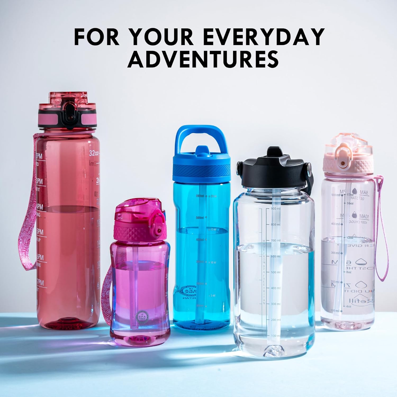 OLDLEY 32 oz Clear Water Bottle with Straw,Tritan BPA-Free, Wide Mouth, Leak Proof - for Gym, Travel, Home, School, Office (Army Green)