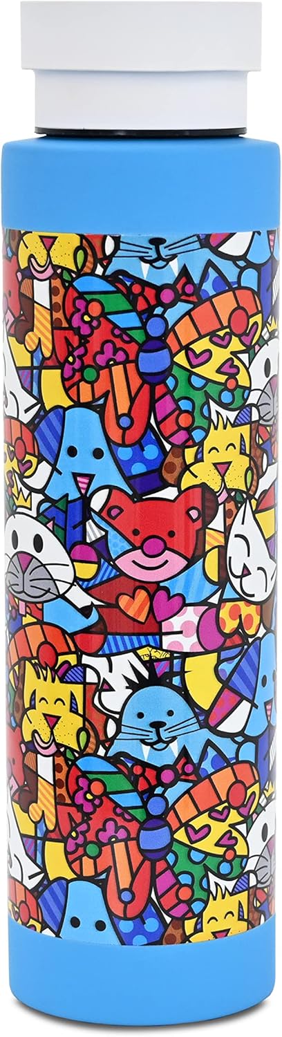 BRITTO Insulated Water Bottle - 25oz Leak Proof Stainless Steel Flask, Thermal Sports Cup, Food Grade Quality, BPA-Free, Vacuum Insulation for 24-Hour Cold & 12-Hour Hot - Best Friends Blue