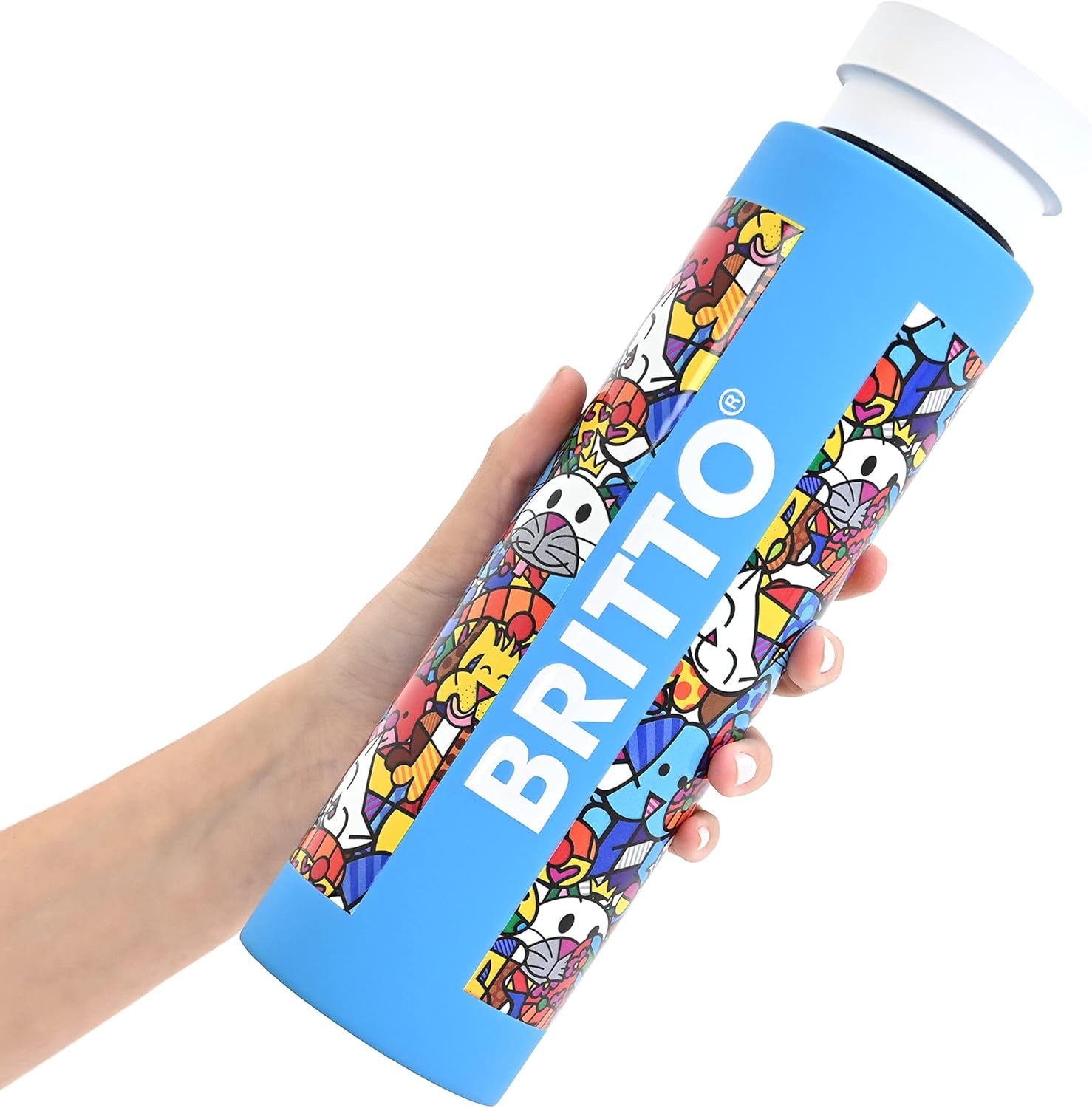BRITTO Insulated Water Bottle - 25oz Leak Proof Stainless Steel Flask, Thermal Sports Cup, Food Grade Quality, BPA-Free, Vacuum Insulation for 24-Hour Cold & 12-Hour Hot - Best Friends Blue