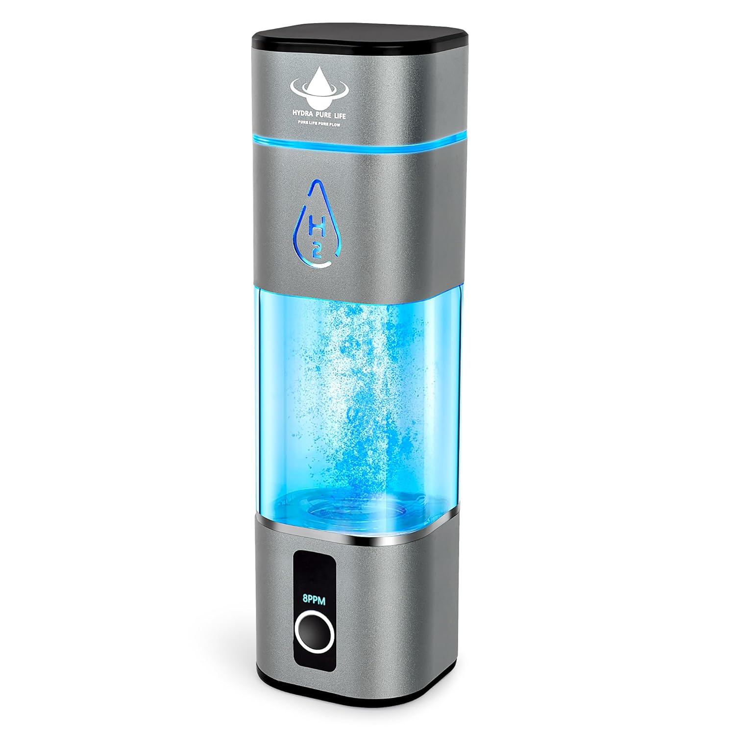 Hydrogen Water Bottle Generator Up to 8000PPB with SPE & PEM, 2 Modes Rechargeable Portable 3-in-1 Multifunctional Hydrogen Water Machine with LED, Perfect for Office, Home, Gym