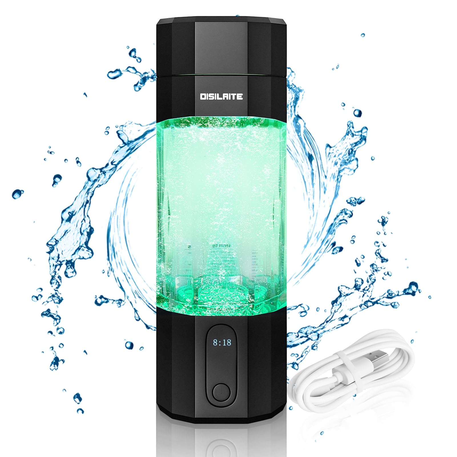 10000PPB+ Hydrogen Water Bottle SPE PEM Technology Hydrogen Water Generator with Seven Colorful Light-Best Hydrogen Water Technology (S-Gray)