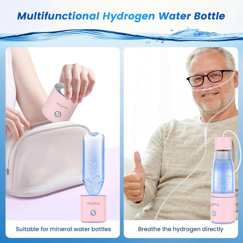 5000PPB Hydrogen Water Bottle, 3 in 1 Hydrogen Water Bottle Generator with SPE/PEM Electrolysis Technology Hydrogen Water Ionizer Machine for Home, Office/Pink