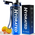 Water Bottle, 32 oz Motivational Water Bottles with Time Marker-Tritan & BPA Free, Sports Water Bottle with Time to Drink & Strap, Wide Mouth, Leakproof -Gift for Christmas Gym Fitness & Outdoor