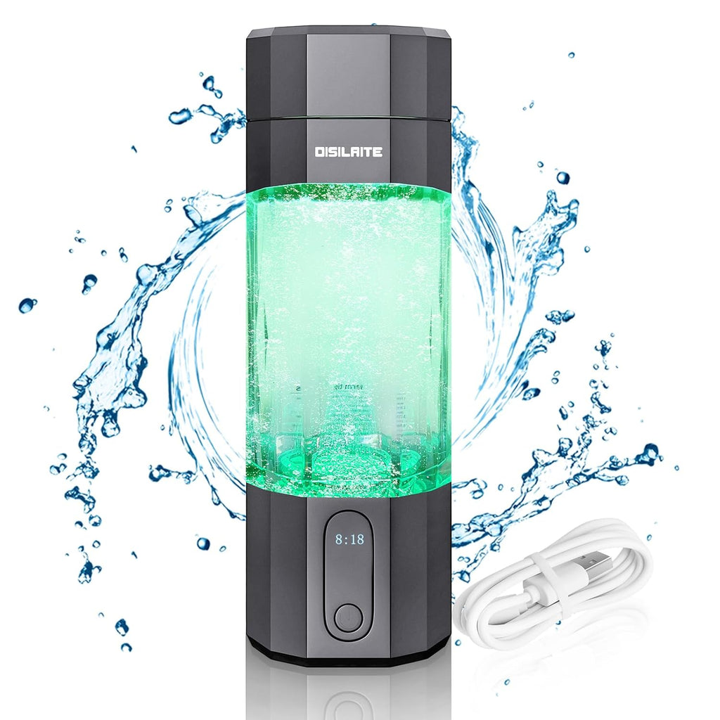 10000PPB+ Hydrogen Water Bottle SPE PEM Technology Hydrogen Water Generator with Seven Colorful Light-Best Hydrogen Water Technology (S-Gray)