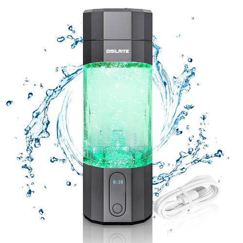 10000PPB+ Hydrogen Water Bottle SPE PEM Technology Hydrogen Water Generator with Seven Colorful Light-Best Hydrogen Water Technology (S-Gray)