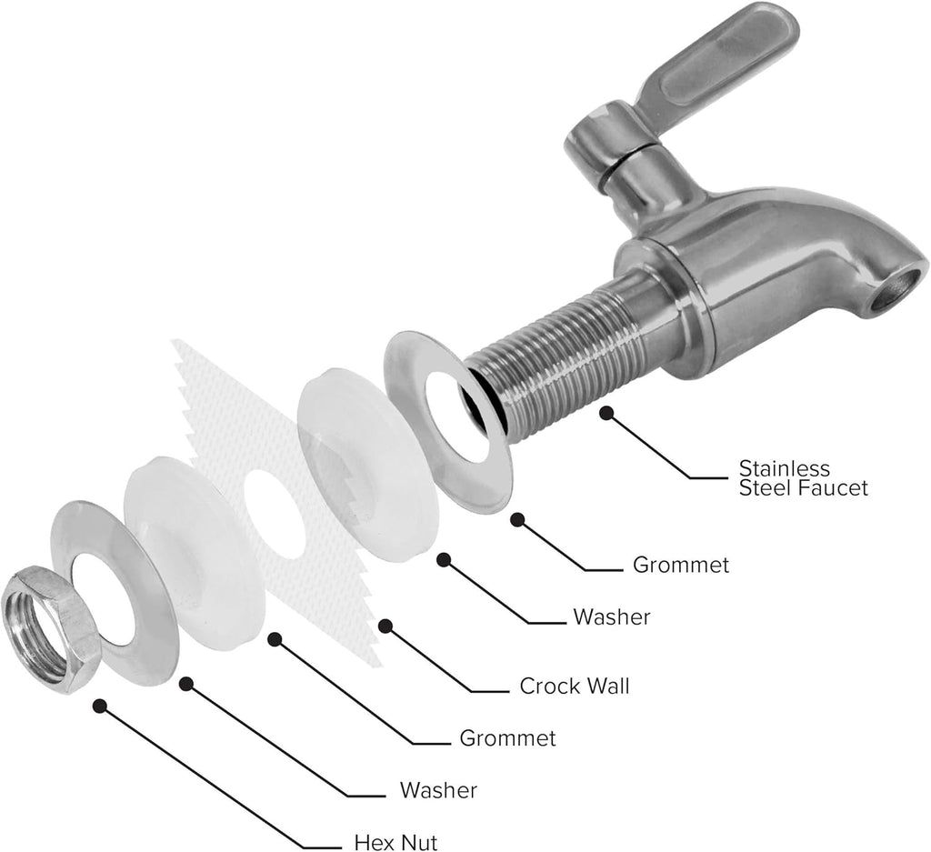 Geo Sports Bottles Geo Sports Porcelain Ceramic Crock Water Dispenser, Stainless Steel Faucet, Valve and Lid Included. Fits 3 to 5 Gallon Jugs. BPA Free (Black Stripe)