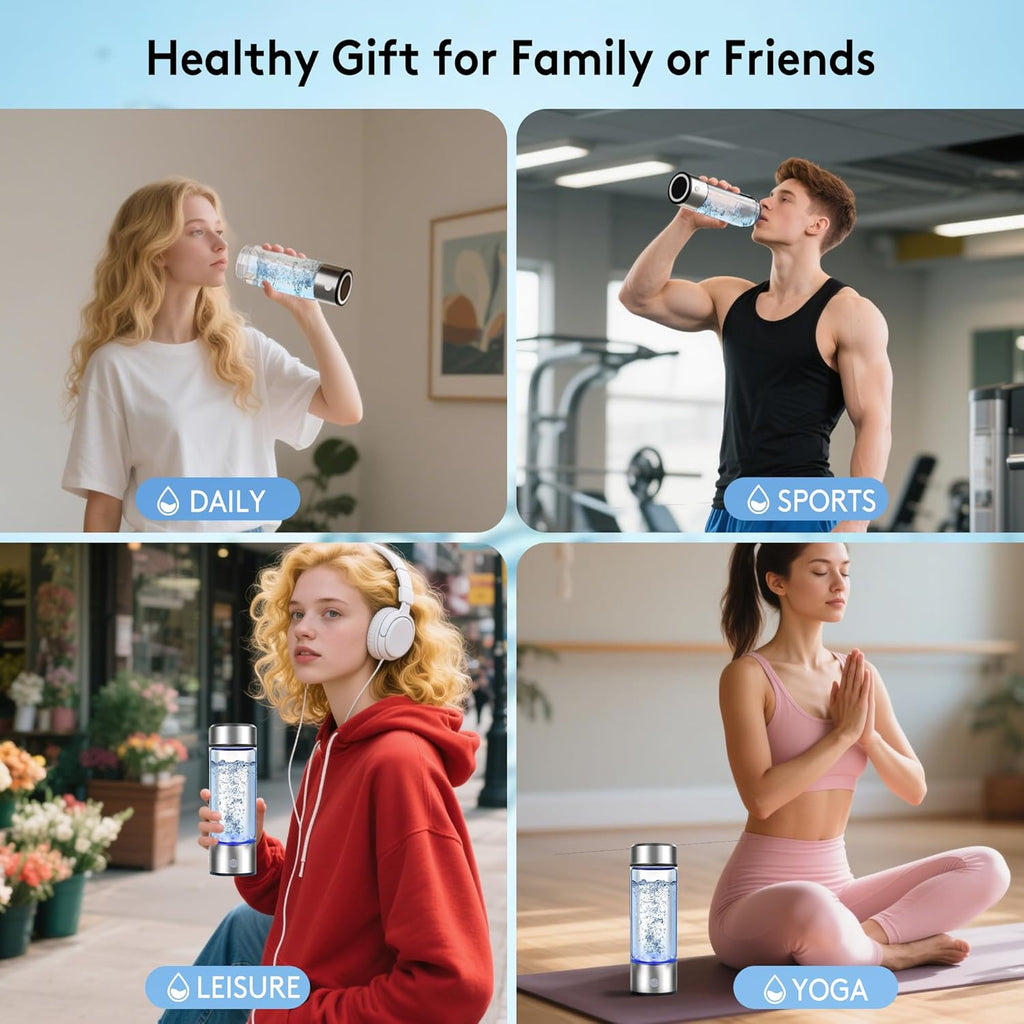 2025 New Hydrogen Water Bottle, 2200PPB in 3Min, SPE PEM Tech, Portable 16OZ, Rechargeable Hydrogen Water Bottle for Travel, Home, Office – Gift for Family & Friends (XR-20)