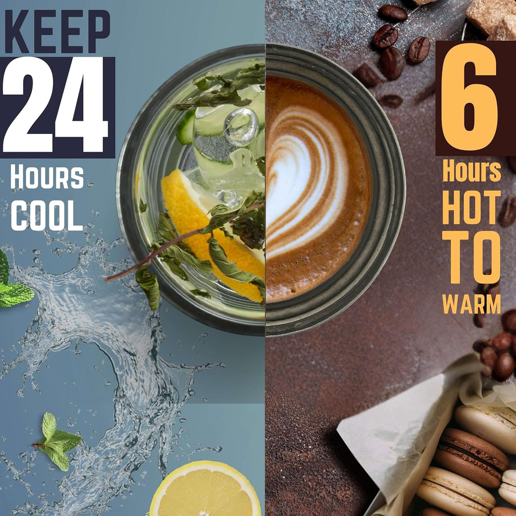 KOYASU 16oz Whole-Body Titanium Travel Mug – Double-Wall Insulated Cup, Leak-Proof Lid, Lightweight & Reusable, BPA-Free Tumbler, Wide Mouth, Durable, Hot 6H/Cold 24H, for Commute or Camping (Lunar)